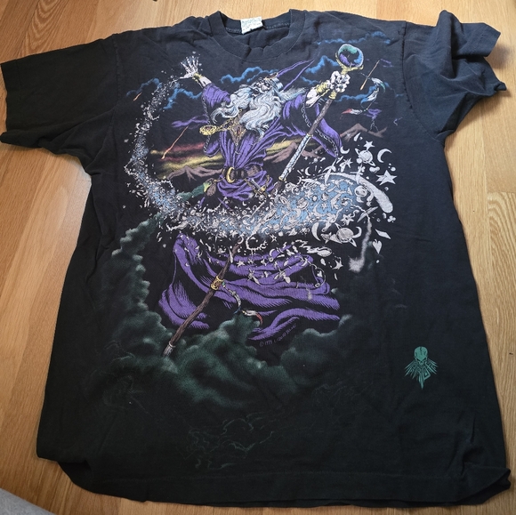 Vintage 1994 Liquid Blue Wizard Double Sided T Shirt sz xl